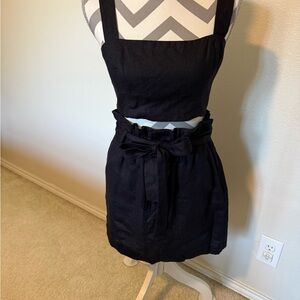 Reformation Black Two Piece Linen  Skirt Set